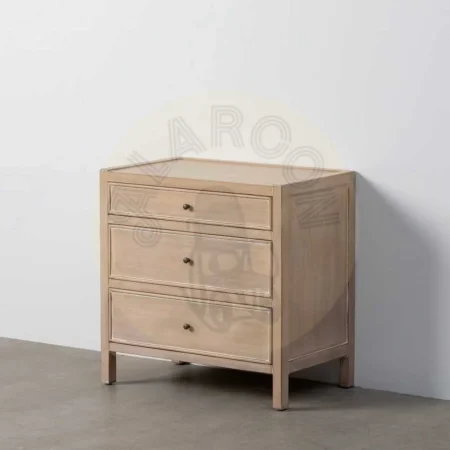 Mesita en madera de abeto y DM marrón claro con 3 cajones 65x40x65cm - Ixia - 615913IX - foto-secundaria-5