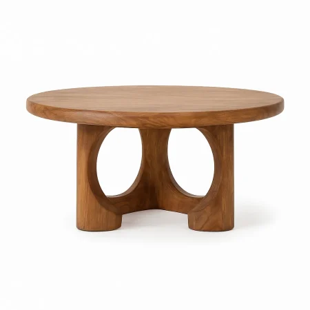 Mesa de centro en madera de mango color miel 77x77x41cm - Ixia - 615949IX - foto-blanco