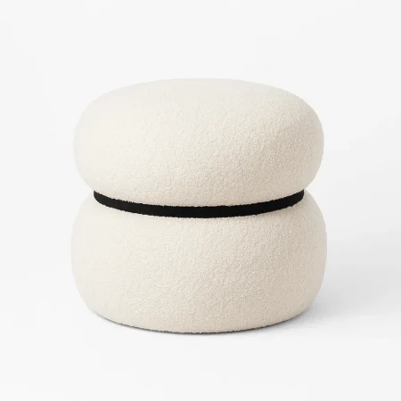Puf crema en DM con tapizado de tejido 100% poliéster 45x45x45cm - Ixia - 616005IX - foto-blanco