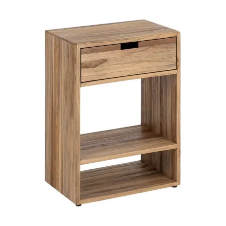 Mesita de salón en madera de teca reciclada natural con cajón y dos huecos 45x30x60cm - Ixia - 616009IX - foto-blanco