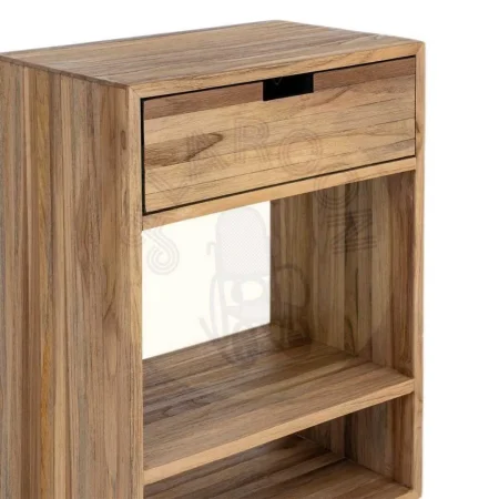 Mesita de salón en madera de teca reciclada natural con cajón y dos huecos 45x30x60cm - Ixia - 616009IX - foto-secundaria-2