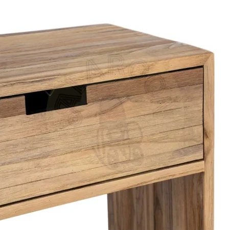 Mesita de salón en madera de teca reciclada natural con cajón y dos huecos 45x30x60cm - Ixia - 616009IX - foto-secundaria-3