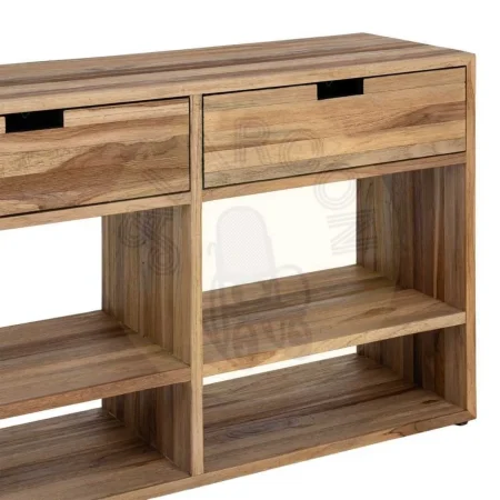 Mueble TV natural en madera de teca reciclada con cajones y huecos 140x30x55cm - Ixia - 616010IX - foto-secundaria-4