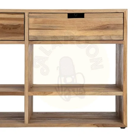 Mueble TV natural en madera de teca reciclada con cajones y huecos 140x30x55cm - Ixia - 616010IX - foto-secundaria-5