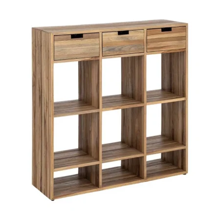 Mueble auxiliar en madera de teca reciclada color natural con cajones y huecos 96x30x98cm - Ixia - 616011IX - foto-blanco