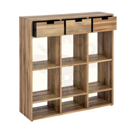 Mueble auxiliar en madera de teca reciclada color natural con cajones y huecos 96x30x98cm - Ixia - 616011IX - foto-secundaria-1