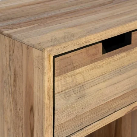 Mueble auxiliar en madera de teca reciclada color natural con cajones y huecos 96x30x98cm - Ixia - 616011IX - foto-secundaria-3