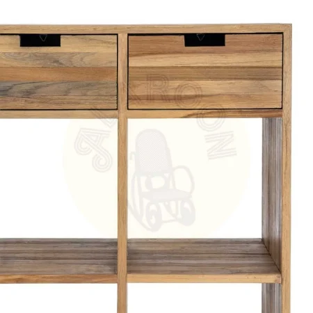 Mueble auxiliar en madera de teca reciclada color natural con cajones y huecos 96x30x98cm - Ixia - 616011IX - foto-secundaria-5