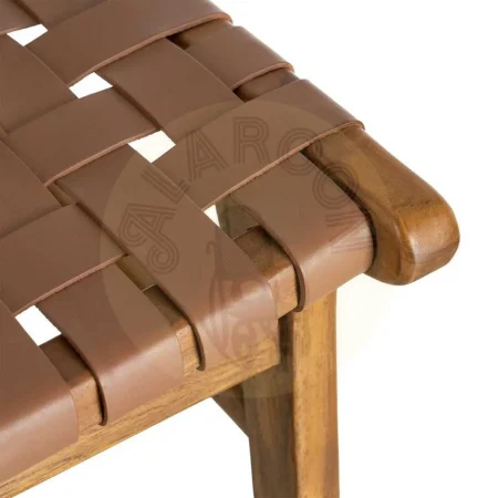 Silla de madera de teca y piel marrón para salón 50x56x87cm - Ixia - 616012IX - foto-secundaria-10