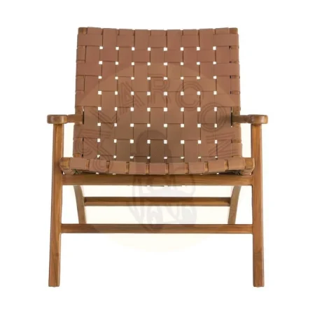 Butaca marrón en madera de teca y piel 74x78x75cm - Ixia - 616013IX - foto-secundaria-1