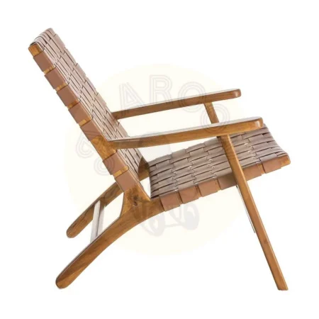 Butaca marrón en madera de teca y piel 74x78x75cm - Ixia - 616013IX - foto-secundaria-2