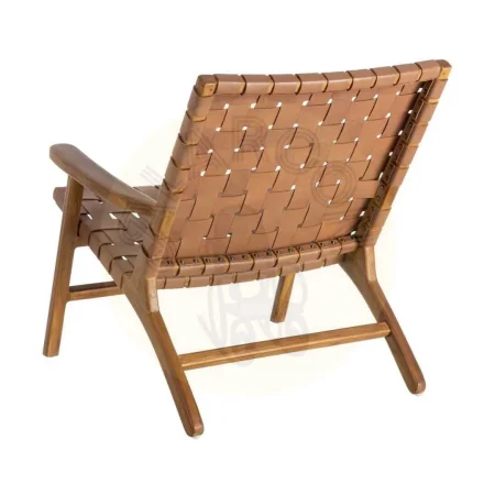 Butaca marrón en madera de teca y piel 74x78x75cm - Ixia - 616013IX - foto-secundaria-3