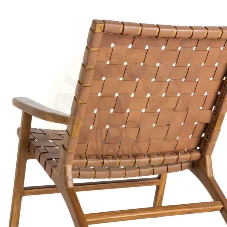 Butaca marrón en madera de teca y piel 74x78x75cm - Ixia - 616013IX - foto-secundaria-4