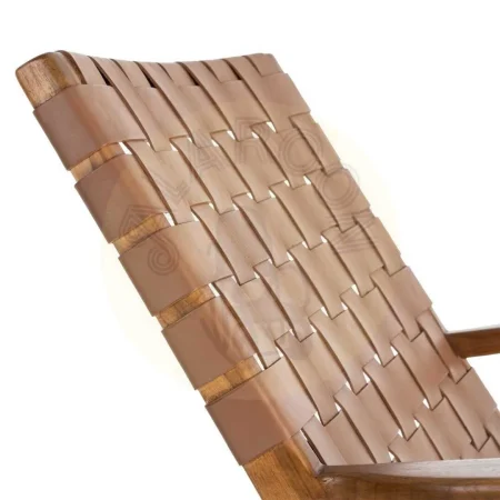 Butaca marrón en madera de teca y piel 74x78x75cm - Ixia - 616013IX - foto-secundaria-7