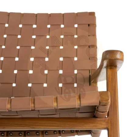 Butaca marrón en madera de teca y piel 74x78x75cm - Ixia - 616013IX - foto-secundaria-8