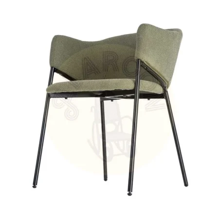 Silla verde tapizada en tejido con patas de metal 54x60x78cm - Ixia - 616032IX - foto-secundaria-5