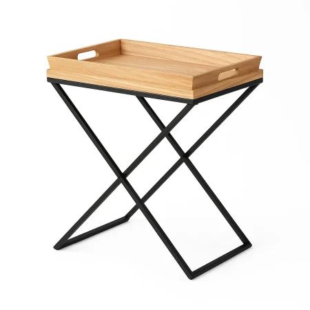 Mesita natural y negra en madera y metal 55x40x61.50cm - Ixia - 616038IX - foto-blanco