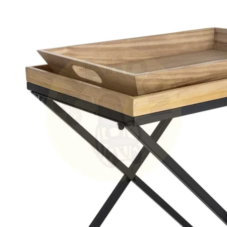 Mesita natural y negra en madera y metal 55x40x61.50cm - Ixia - 616038IX - foto-secundaria-2