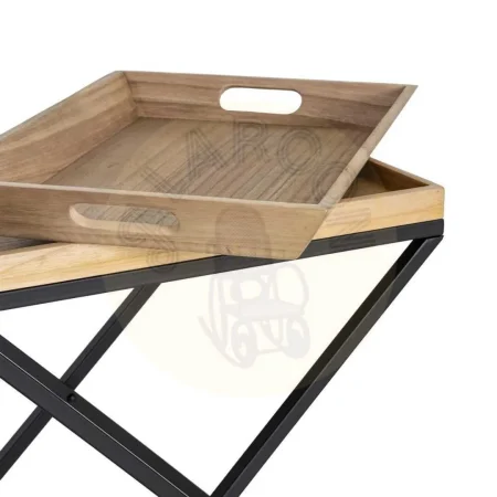 Mesita natural y negra en madera y metal 55x40x61.50cm - Ixia - 616038IX - foto-secundaria-3