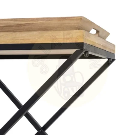 Mesita natural y negra en madera y metal 55x40x61.50cm - Ixia - 616038IX - foto-secundaria-4