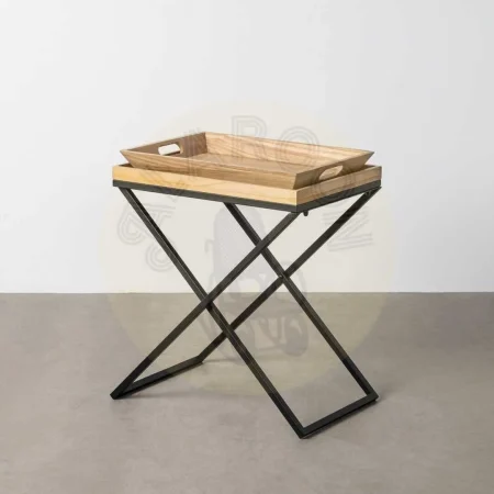Mesita natural y negra en madera y metal 55x40x61.50cm - Ixia - 616038IX - foto-secundaria-6