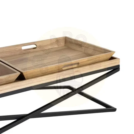 Mesa de centro en madera y metal color natural y negro 113x50x36.50cm - Ixia - 616039IX - foto-secundaria-1