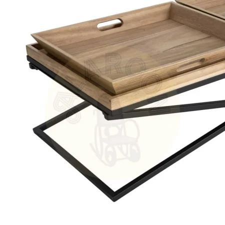 Mesa de centro en madera y metal color natural y negro 113x50x36.50cm - Ixia - 616039IX - foto-secundaria-2