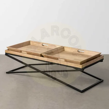 Mesa de centro en madera y metal color natural y negro 113x50x36.50cm - Ixia - 616039IX - foto-secundaria-5