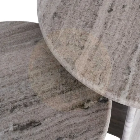 Set de 2 mesas auxiliares beige en piedra natural 45x45x54cm - Ixia - 616076IX - foto-secundaria-2
