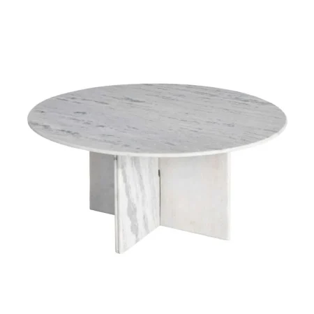 Mesa de centro blanco de piedra natural 100x100x48cm - Ixia - 616079IX - foto-blanco