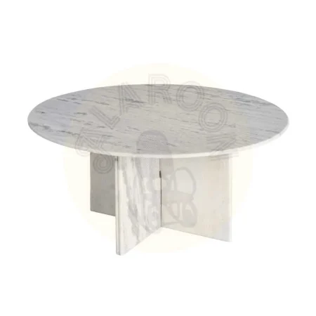 Mesa de centro blanco de piedra natural 100x100x48cm - Ixia - 616079IX - foto-secundaria-5