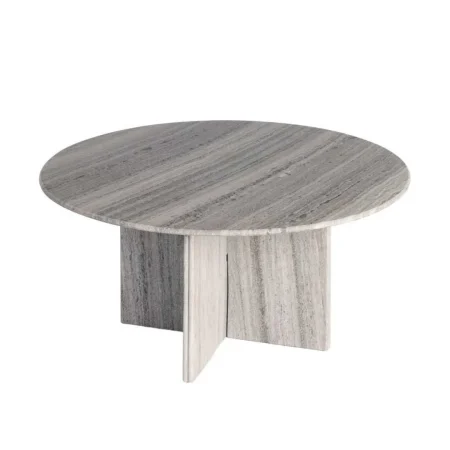 Mesa de centro beige en piedra natural para salón 100x100x48cm - Ixia - 616080IX - foto-blanco