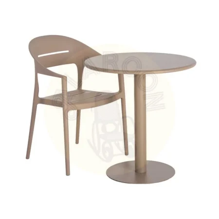 Mesa de salón beige en metal 70x70x73cm - Ixia - 616121IX - foto-secundaria-5