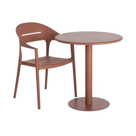 Mesa de metal color terracota para salón 70x70x73cm - Ixia - 616122IX - foto-blanco