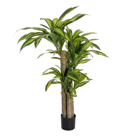 Planta artificial Dracaena verde con hojas de polietileno y macetero de PVC 100x140cm - Ixia - 616125IX - foto-blanco