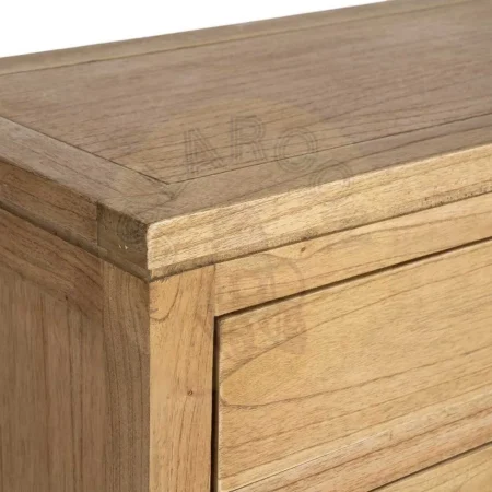 Aparador natural en madera de mindi con cristal para salón 140x40x89cm - Ixia - 616130IX - foto-secundaria-6