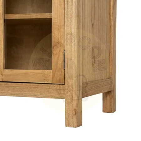 Aparador natural en madera de mindi con cristal para salón 140x40x89cm - Ixia - 616130IX - foto-secundaria-9