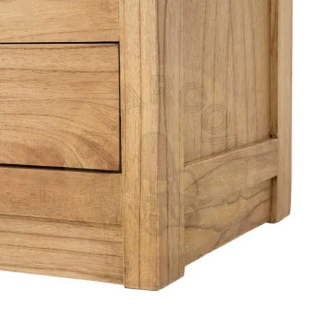 Vitrina de madera de mindi natural con puertas de cristal y cajones para salón 90x40x180cm - Ixia - 616132IX - foto-secundaria-10