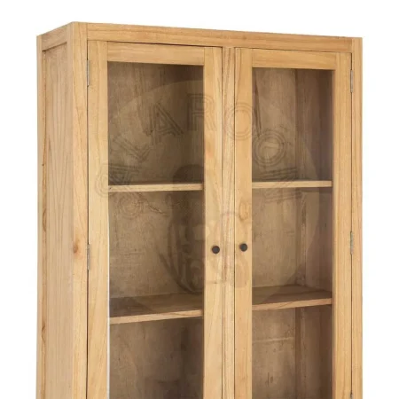 Vitrina de madera de mindi natural con puertas de cristal y cajones para salón 90x40x180cm - Ixia - 616132IX - foto-secundaria-2