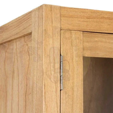 Vitrina de madera de mindi natural con puertas de cristal y cajones para salón 90x40x180cm - Ixia - 616132IX - foto-secundaria-3