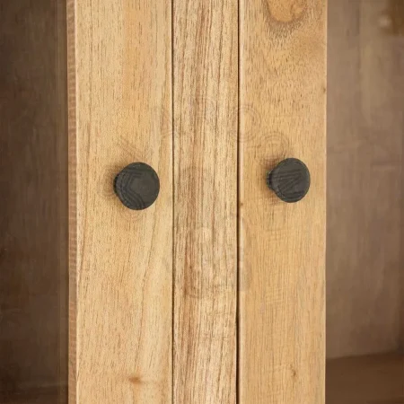 Vitrina de madera de mindi natural con puertas de cristal y cajones para salón 90x40x180cm - Ixia - 616132IX - foto-secundaria-4