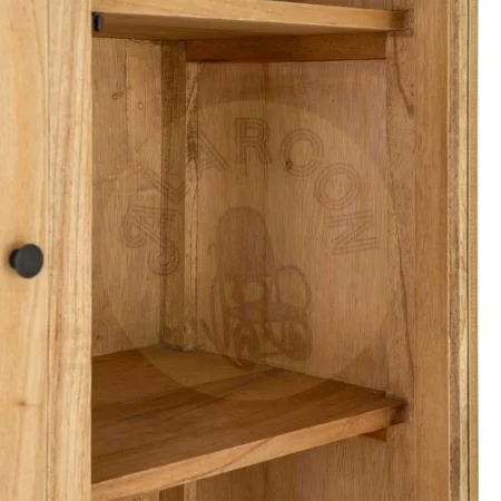 Vitrina de madera de mindi natural con puertas de cristal y cajones para salón 90x40x180cm - Ixia - 616132IX - foto-secundaria-5