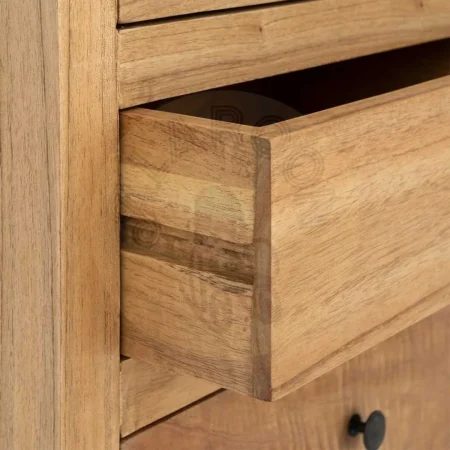 Vitrina de madera de mindi natural con puertas de cristal y cajones para salón 90x40x180cm - Ixia - 616132IX - foto-secundaria-6