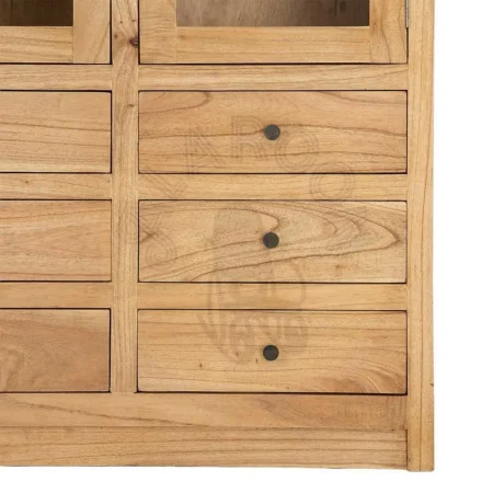 Vitrina de madera de mindi natural con puertas de cristal y cajones para salón 90x40x180cm - Ixia - 616132IX - foto-secundaria-7