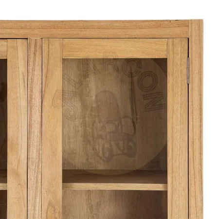 Vitrina de madera de mindi natural con puertas de cristal y cajones para salón 90x40x180cm - Ixia - 616132IX - foto-secundaria-8