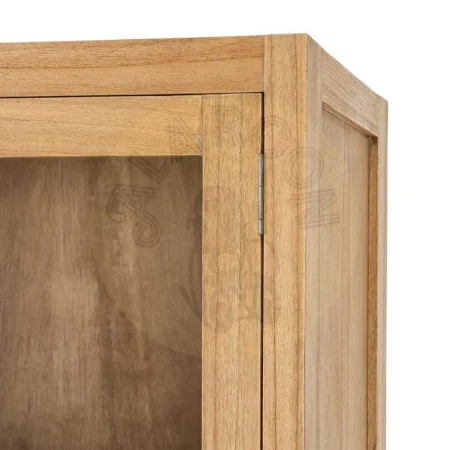 Vitrina de madera de mindi natural con puertas de cristal y cajones para salón 90x40x180cm - Ixia - 616132IX - foto-secundaria-9