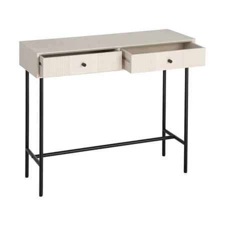 Consola crema en DM y hierro con cajones 90x35x75cm - Ixia - 616136IX - foto-blanco