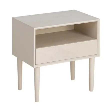 Mesita de noche crema en DM con cajón 50x35x50cm - Ixia - 616141IX - foto-blanco
