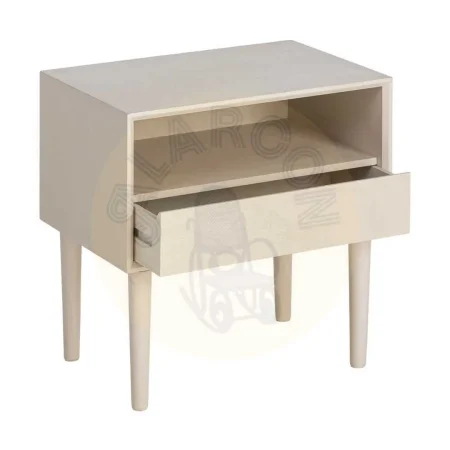 Mesita de noche crema en DM con cajón 50x35x50cm - Ixia - 616141IX - foto-secundaria-1