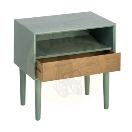 Mesita de dormitorio con cajón lacada en DM color verde 50x35x50cm - Ixia - 616146IX - foto-secundaria-1